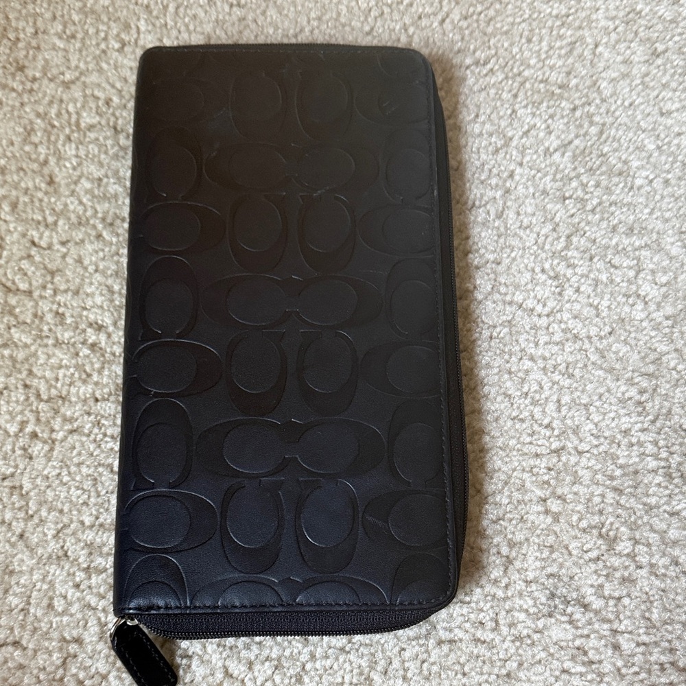 Coach large Black Embossed Zip Wallet